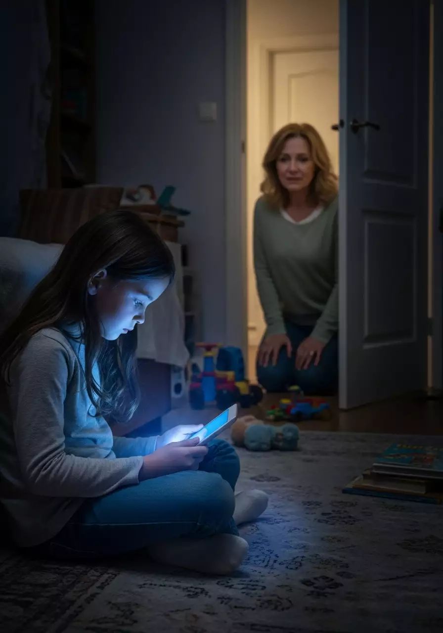 Cozy kids’ bedtime routine with dim lights, white-noise machine, diffuser, and a parent giving a short magnesium cream foot massage before sleep