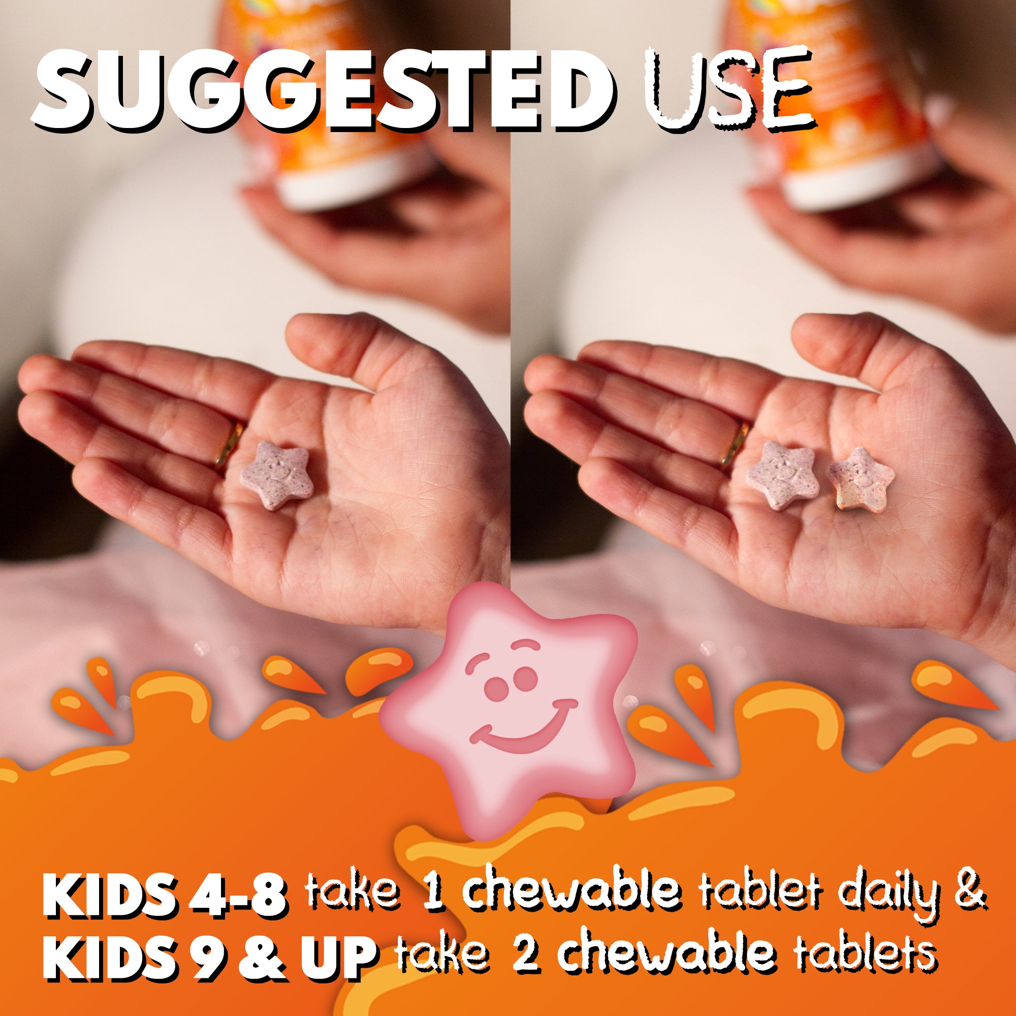 VAL Happy Kids Chewable Magnesium for Kids - Fruit Punch Flavor Relaxation and Calm Formula - 60 Chewable Tablets