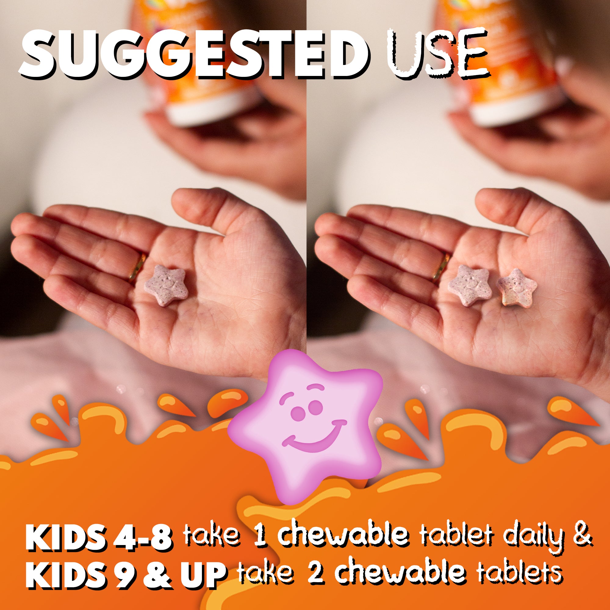 Calm, Focus & Relaxation Sugar-Free Chewable Magnesium for Kids | 60 Tablets | VAL Happy Kids | Star Grape