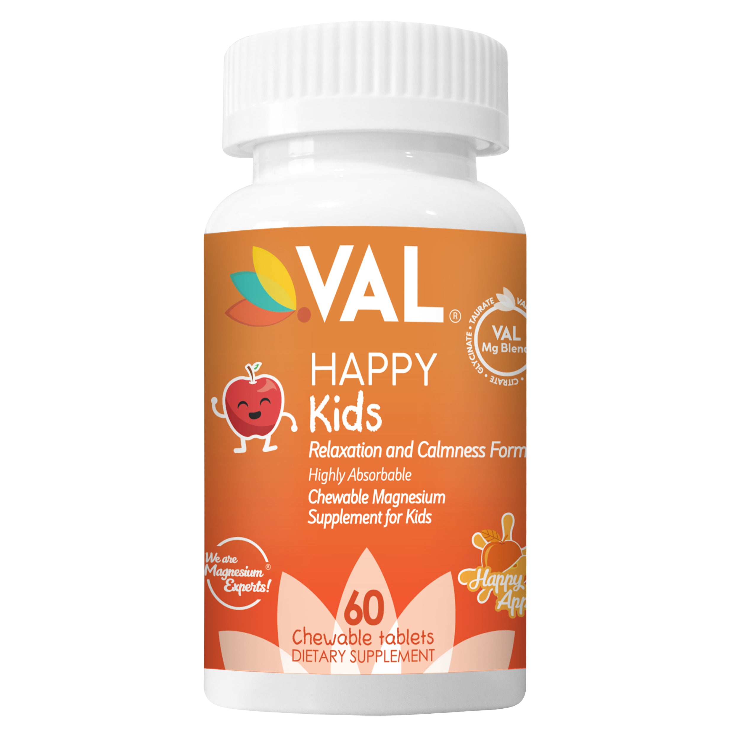 Calm, Focus & Relaxation Sugar-Free Chewable Magnesium for Kids | 60 Tablets | VAL Happy Kids
