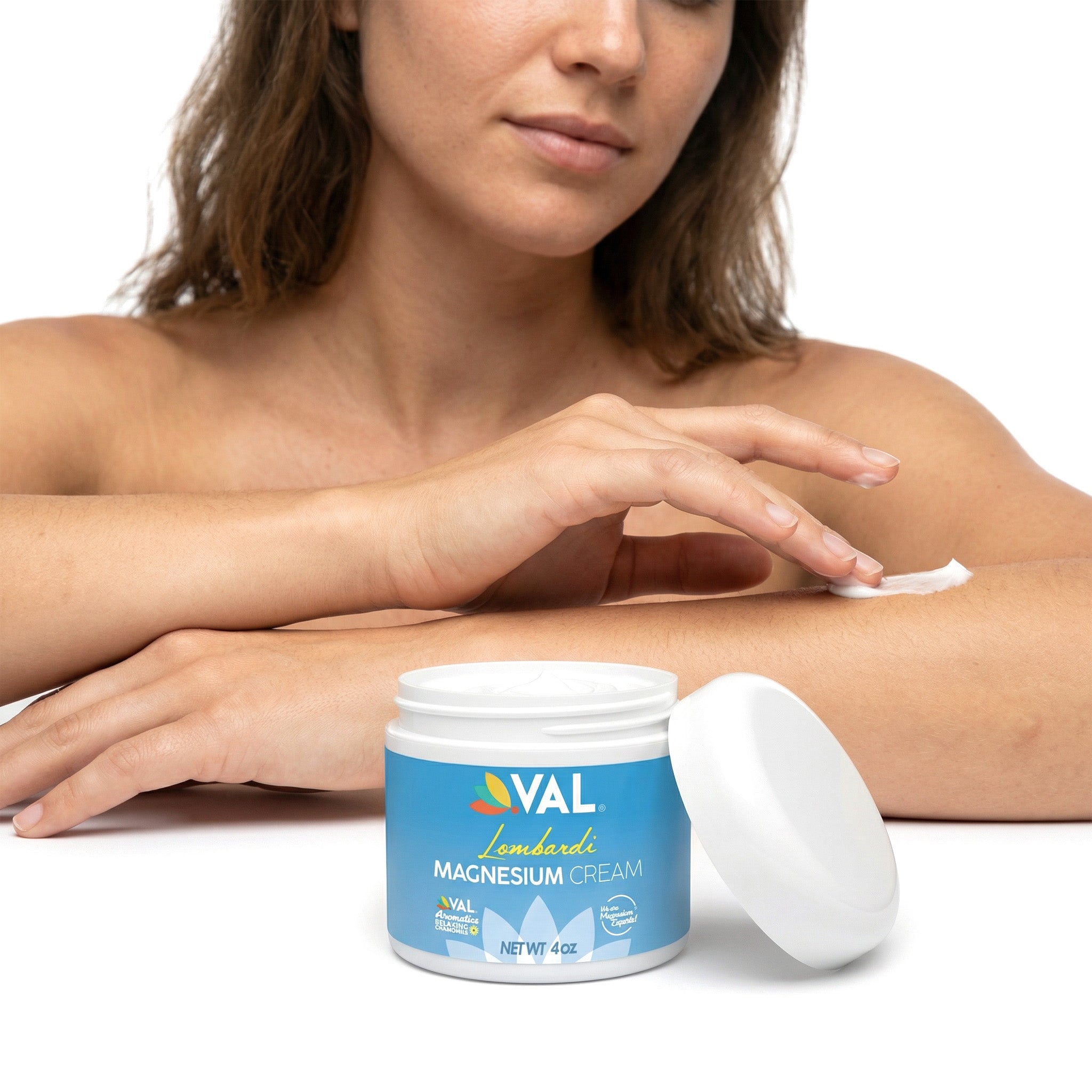 Transdermal Magnesium Cream with Relaxing Chamomile – Natural Pain Relief with Moisturizing Organic Shea Butter | 4oz | VAL Lombardi