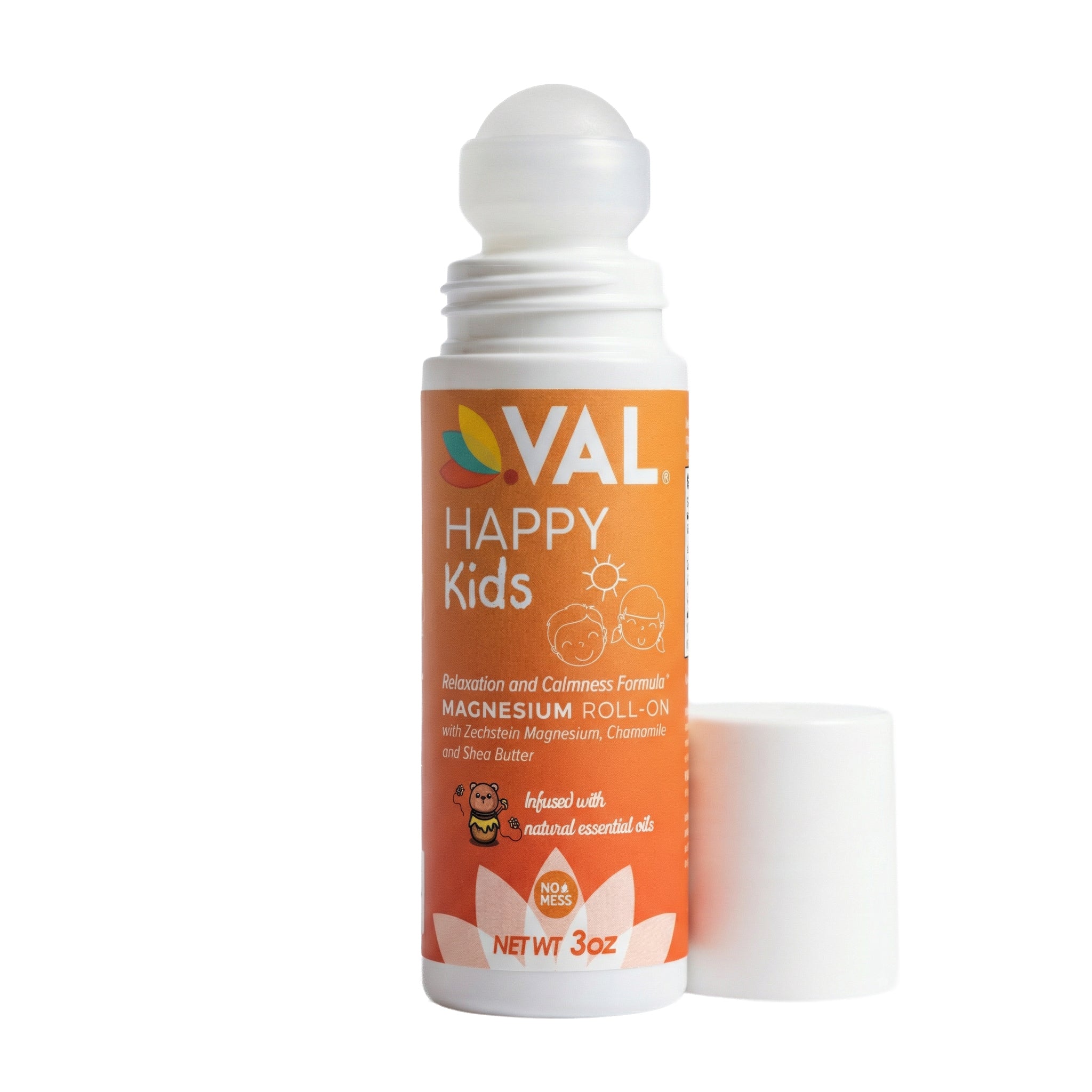 Calm, Focus & Better Sleep Roll-On for Kids | Pure Zechstein Magnesium | VAL Happy Kids