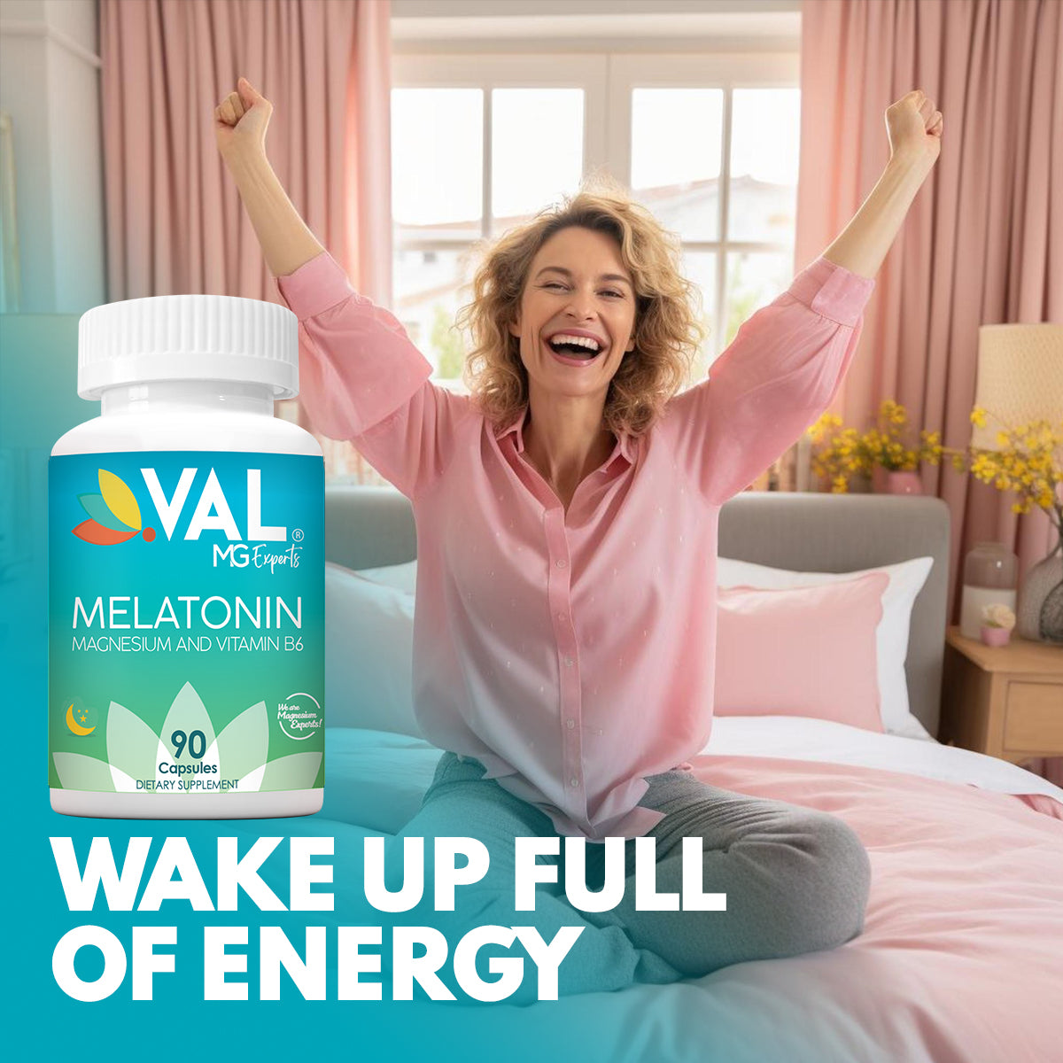 Melatonin + Magnesium – Nighttime Support, Relaxation & Antioxidant Blend | 90 Capsules | VAL MG