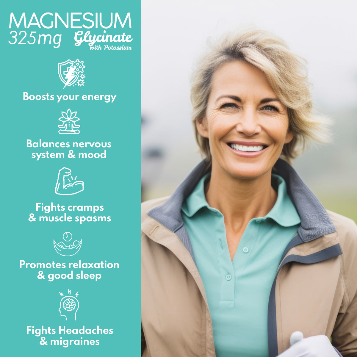 VAL Magnesium Glycinate 325 mg - Energy Support, Healthy Magnesium Levels - 90 Tablets