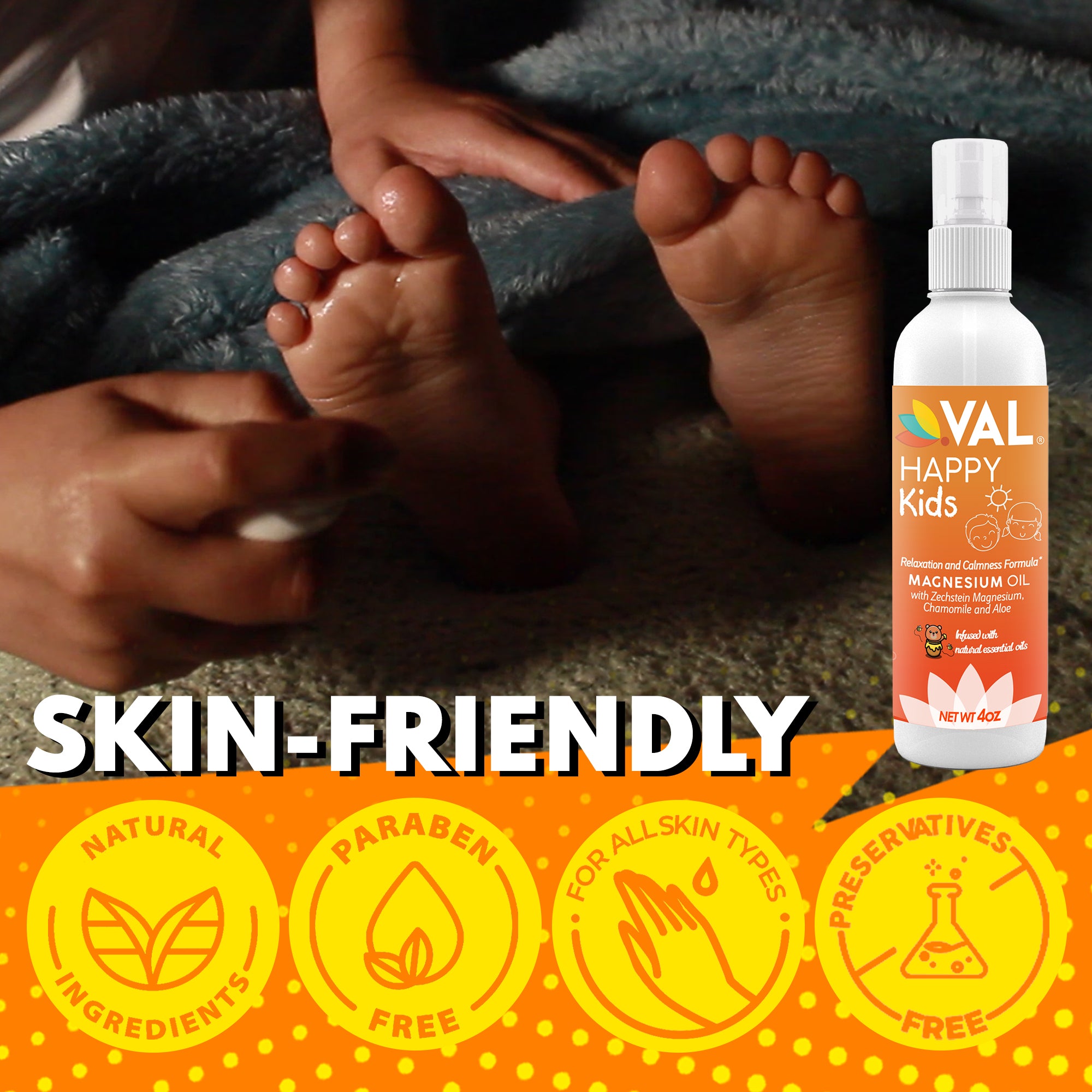 Relaxation & Mood Support Magnesium Oil Spray for Kids | 4 oz | VAL Happy Kids