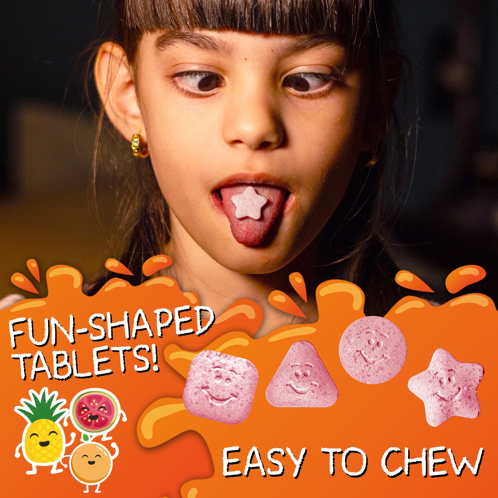 VAL Happy Kids Chewable Magnesium for Kids - Tropical Twist Delight Flavor Relaxation and Calm Formula - 60 Chewable Tablets