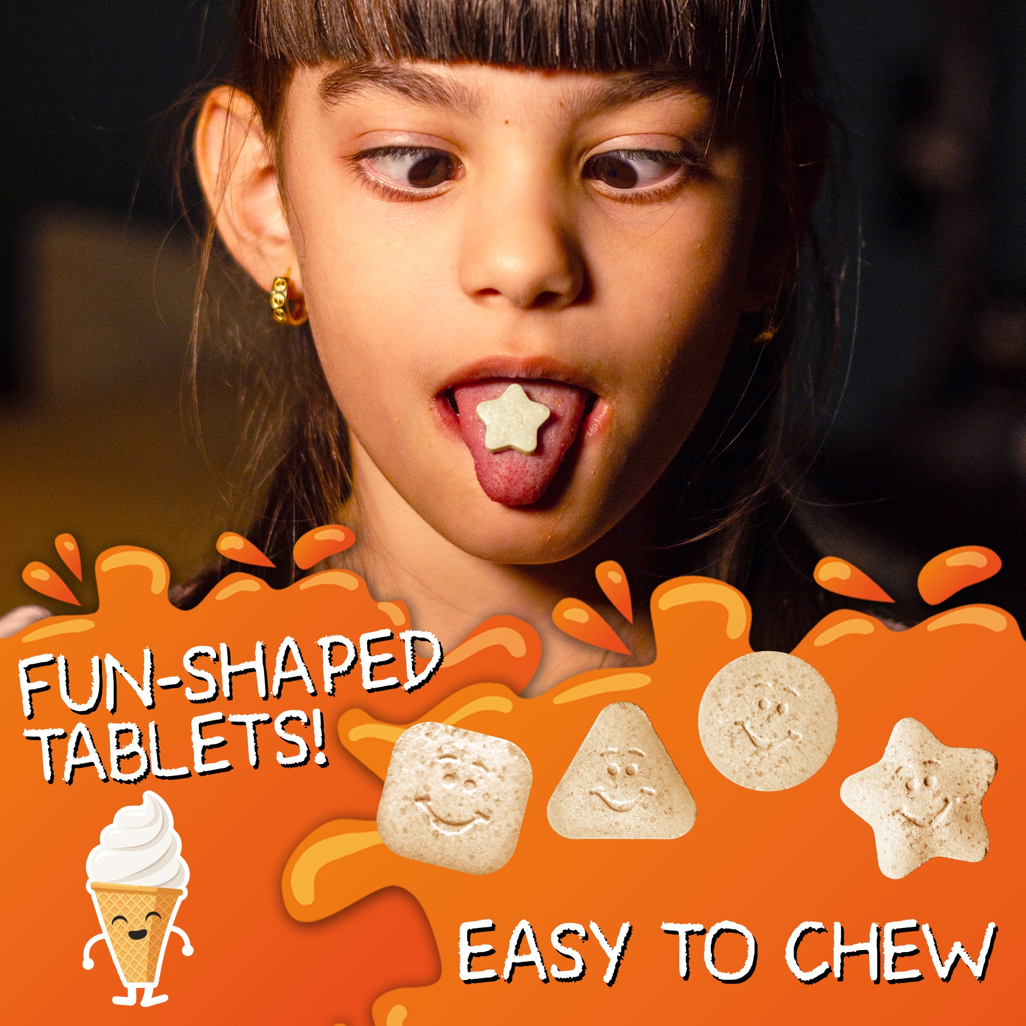 VAL Happy Kids Chewable Magnesium for Kids - Vanilla Sundae Flavor Relaxation and Calm Formula - 60 Chewable Tablets