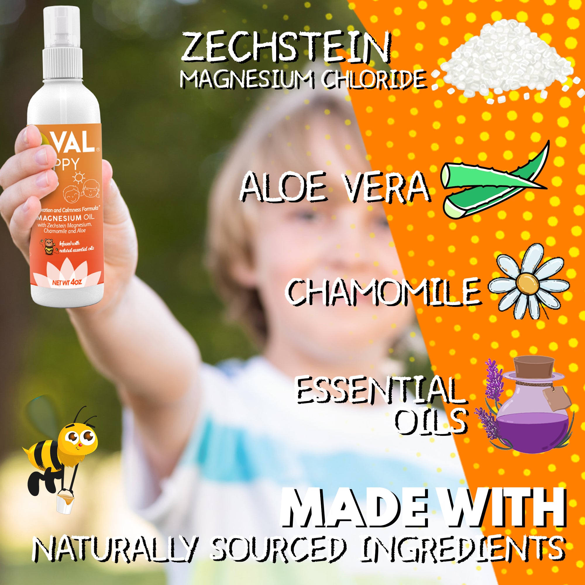 Relaxation & Mood Support Magnesium Oil Spray for Kids | 4 oz | VAL Happy Kids