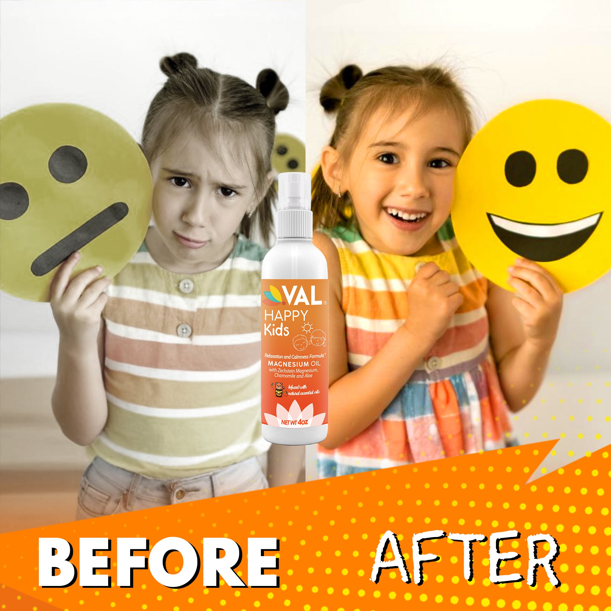 Relaxation & Mood Support Magnesium Oil Spray for Kids | 4 oz | VAL Happy Kids