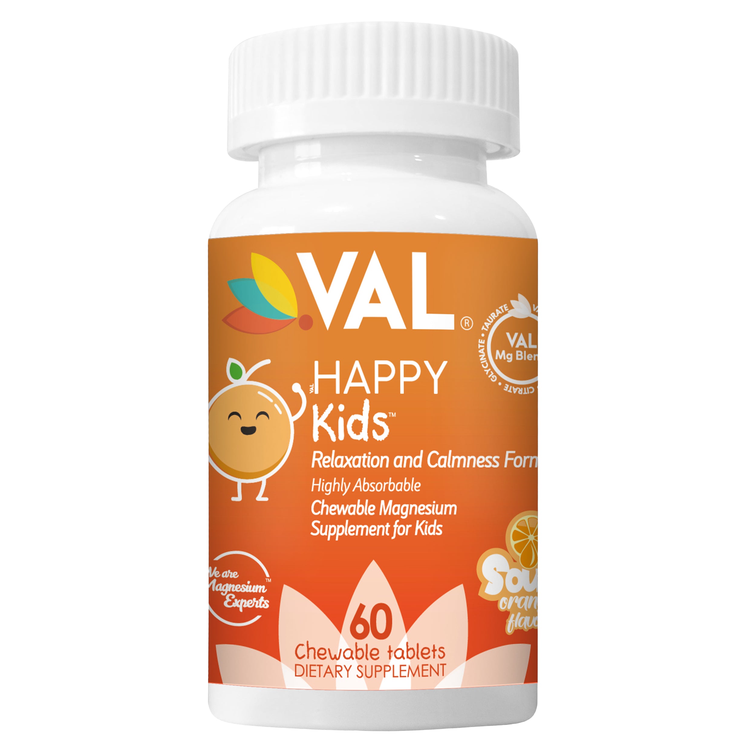 VAL Happy Kids Chewable Magnesium Supplement for Kids – Relaxation and Calm Formula | 60 Chewable Tablets