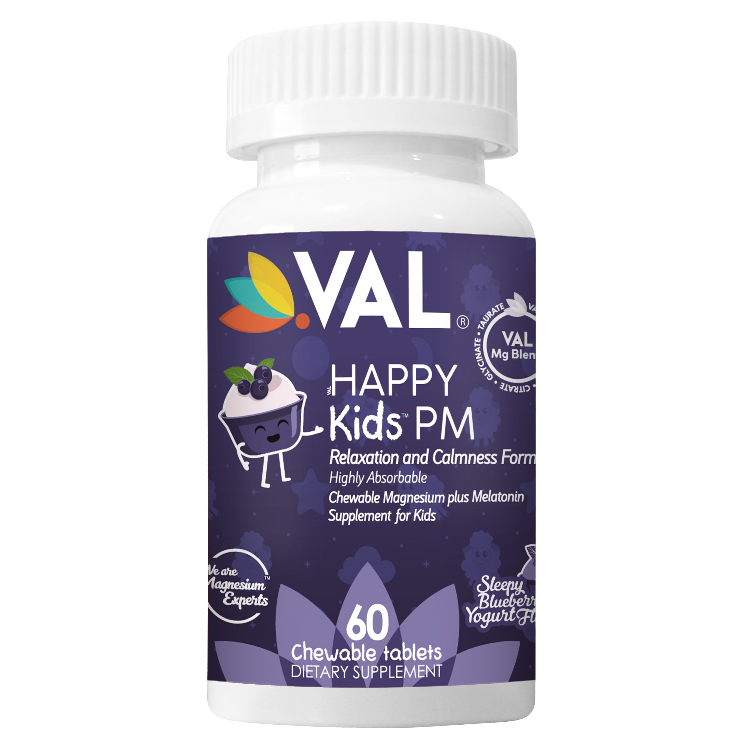 VAL Happy Kids Melatonin plus Magnesium Bedtime Routine Supplement - 60 Chew Tabs