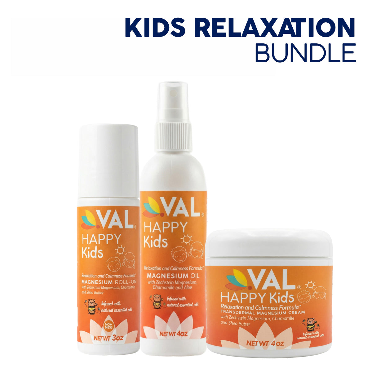 Kids Calm & Sleep Support Bundle – Multi-Format Transdermal Magnesium Set | VAL Happy Kids