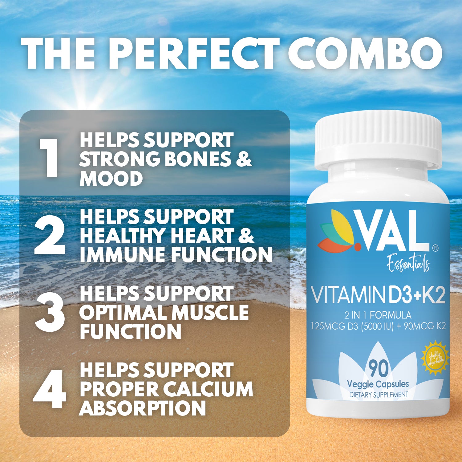 Vitamin D3+K2 supplement – promote strong bones and immune defense