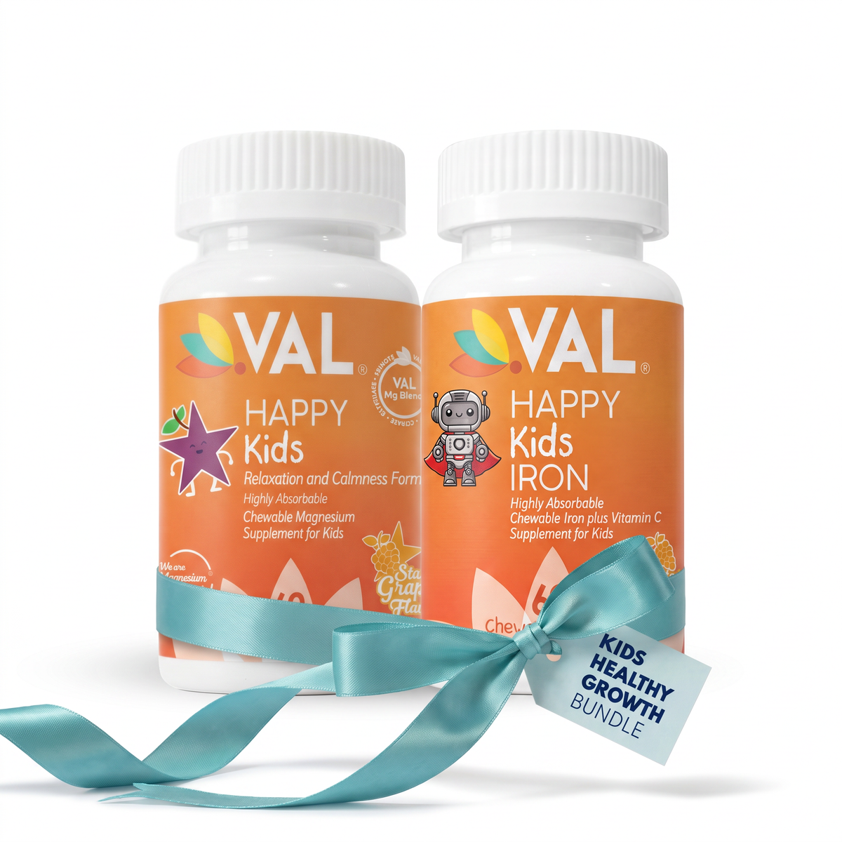 Kids Growth Support, Relaxation & Better Sleep| Magnesium & Iron Chewables | VAL Happy Kids