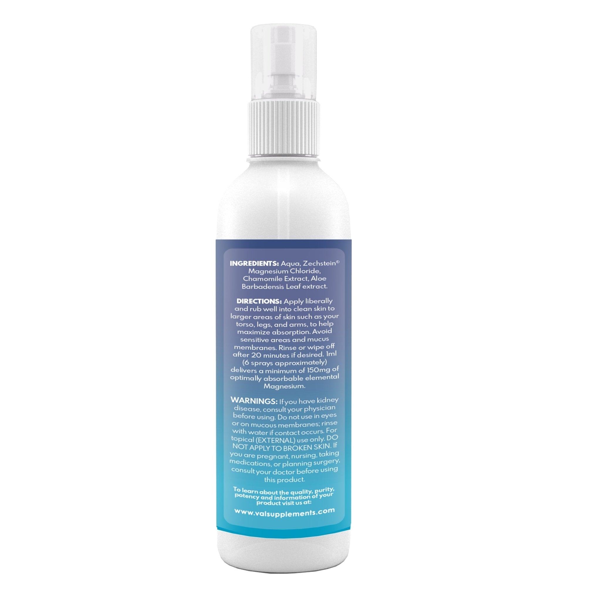 VAL Lombardi Magnesium Oil Spray with Chamomile and Aloe - Val Supplements