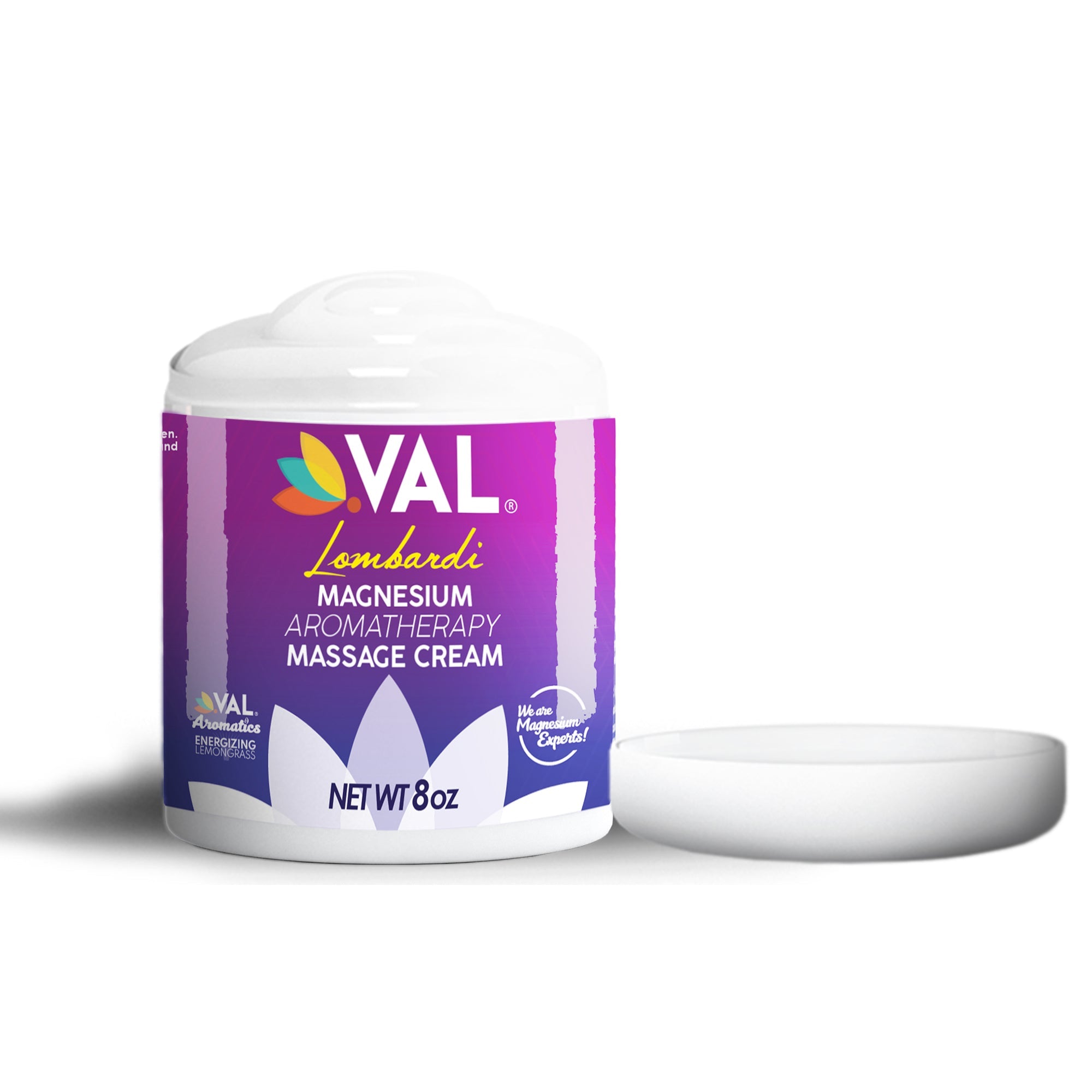VAL Lombardi Transdermal Magnesium Aromatherapy Massage Cream - Muscle Relaxant Cream, Easy Glide - 8oz - Val Supplements