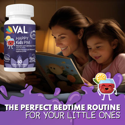 VAL Happy Kids Melatonin plus Magnesium Bedtime Routine Supplement - 60 Chew Tabs