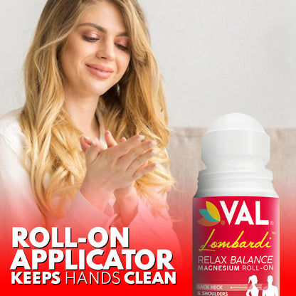 VAL Lombardi Magnesium Roll-On. Instant Relief - Transdermal (Paraben-Free) - 3oz