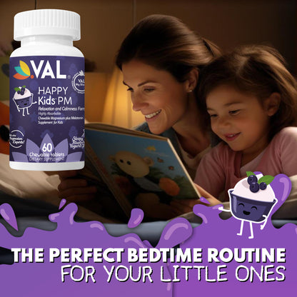 VAL Happy Kids Melatonin plus Magnesium Bedtime Routine Supplement - 60 Chew Tabs