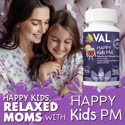 VAL Happy Kids Melatonin plus Magnesium Bedtime Routine Supplement - 60 Chew Tabs