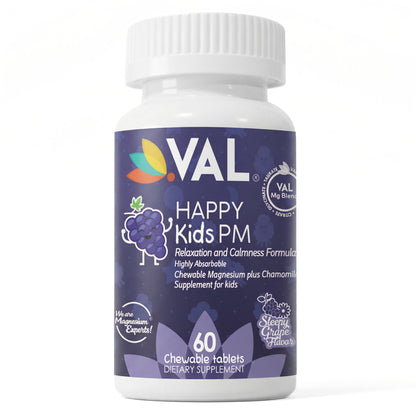 Peaceful Sleep & Bedtime Calm Sugar-Free Chewable – Magnesium + Chamomile | 60 Tablets | VAL Happy Kids