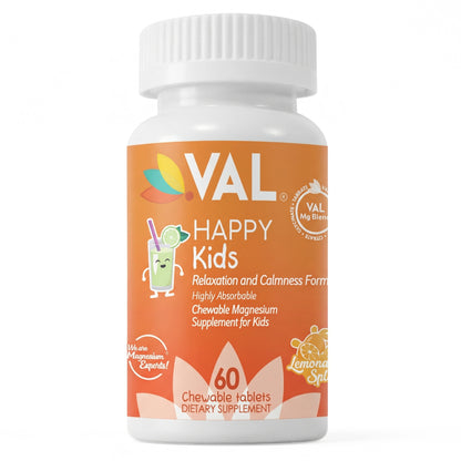 Calm, Focus & Relaxation Sugar-Free Chewable Magnesium for Kids | 60 Tablets | VAL Happy Kids | Lemonade