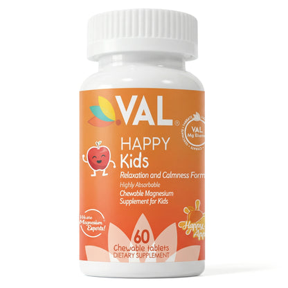 Calm, Focus & Relaxation Sugar-Free Chewable Magnesium for Kids | 60 Tablets | VAL Happy Kids | Apple
