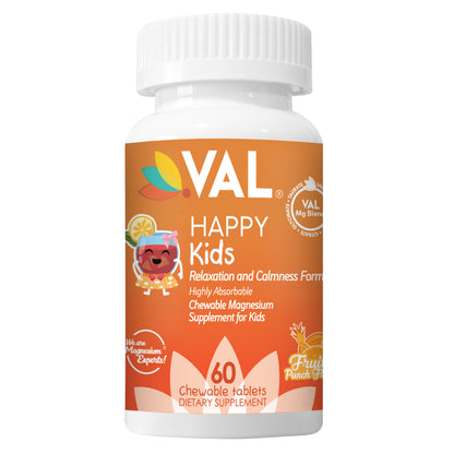 Calm, Focus & Relaxation Sugar-Free Chewable Magnesium for Kids | 60 Tablets | VAL Happy Kids