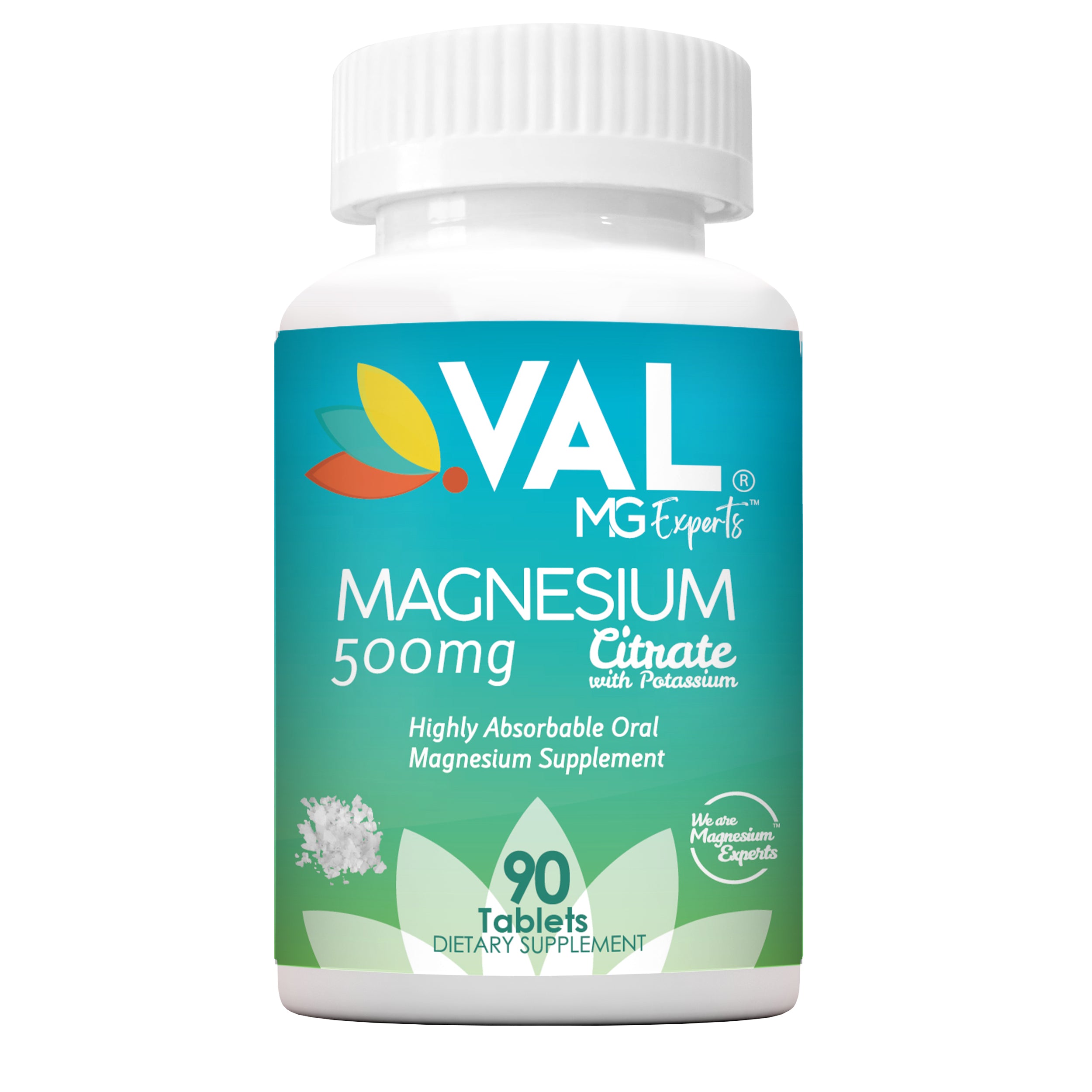 VAL Magnesium Citrate 500mg with Potassium - Muscle Relaxation, Sleep, Support Calm, Energy Support, Healthy Magnesium Levels - 90 Tablets