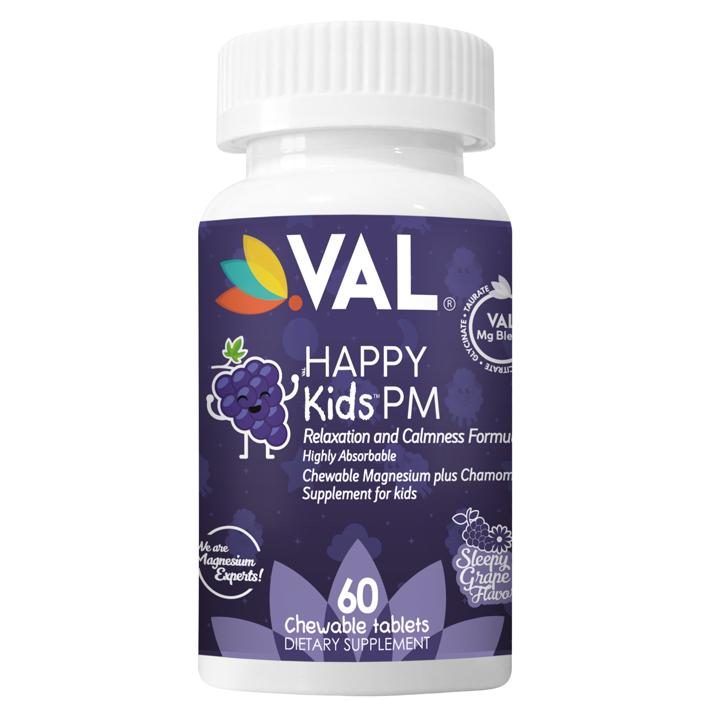 VAL Happy Kids Melatonin plus Magnesium Bedtime Routine Supplement - 60 Chew Tabs