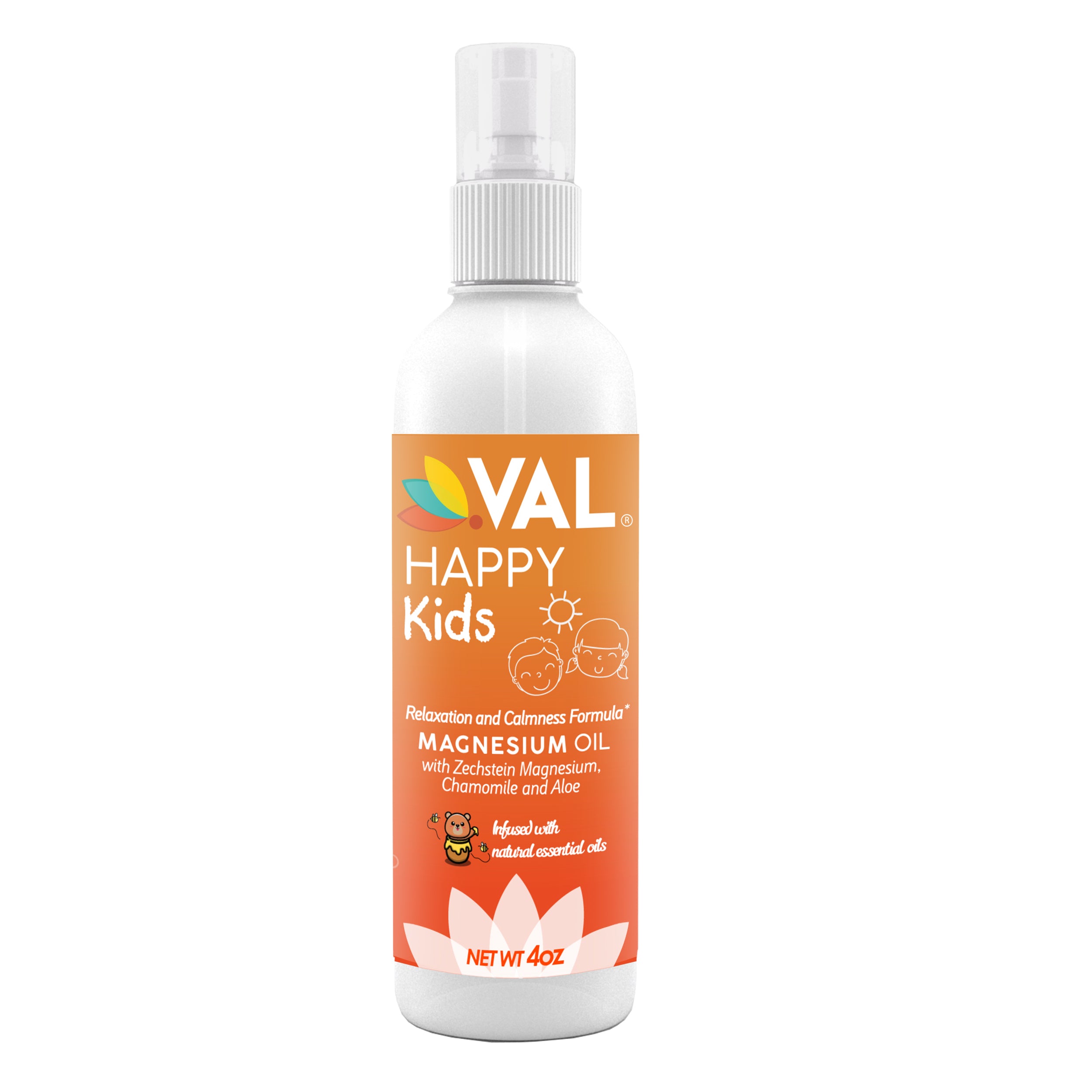 VAL Pure Magnesium Oil Spray – Magnesium Supplement for Kids with Chamomile and Aloe for Calmness