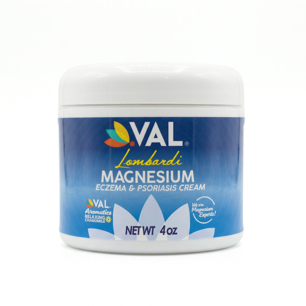 VAL Lombardi Zechstein Magnesium Cream for Eczema and Psoriasis 4oz jar front view