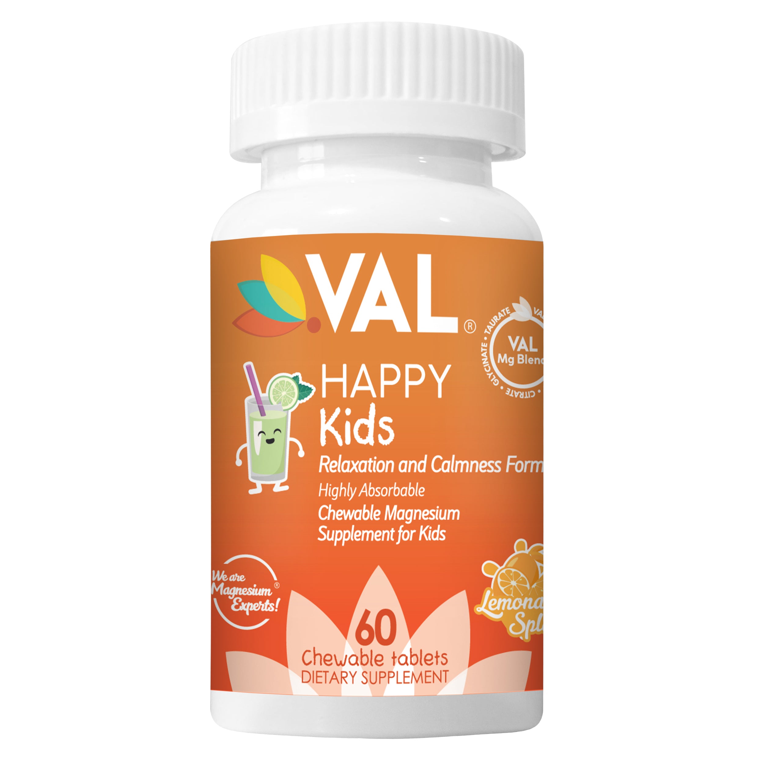 Calm, Focus & Relaxation Sugar-Free Chewable Magnesium for Kids | 60 Tablets | VAL Happy Kids