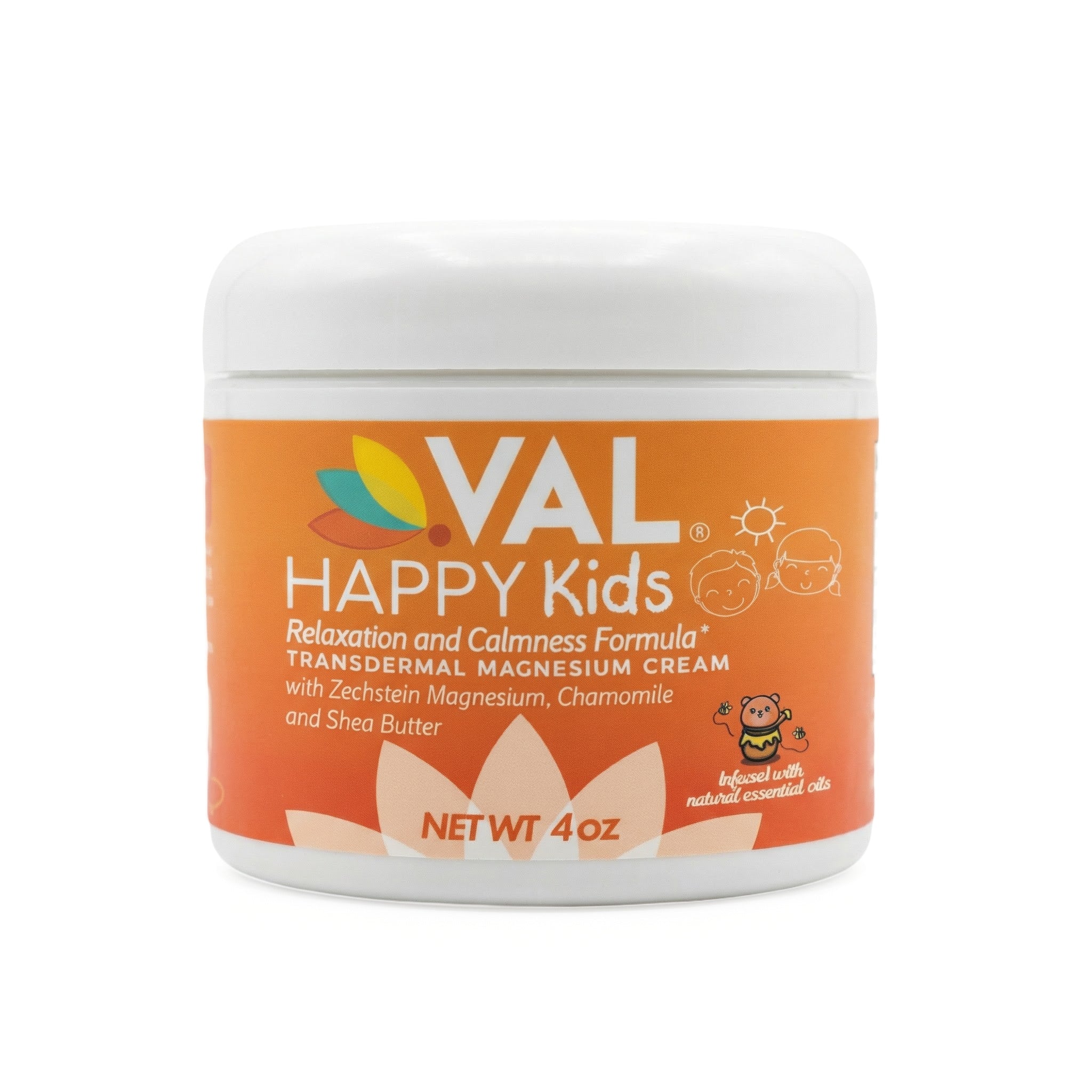 Peaceful Sleep & Relaxation Magnesium Cream for Kids | 4 oz | VAL Happy Kids