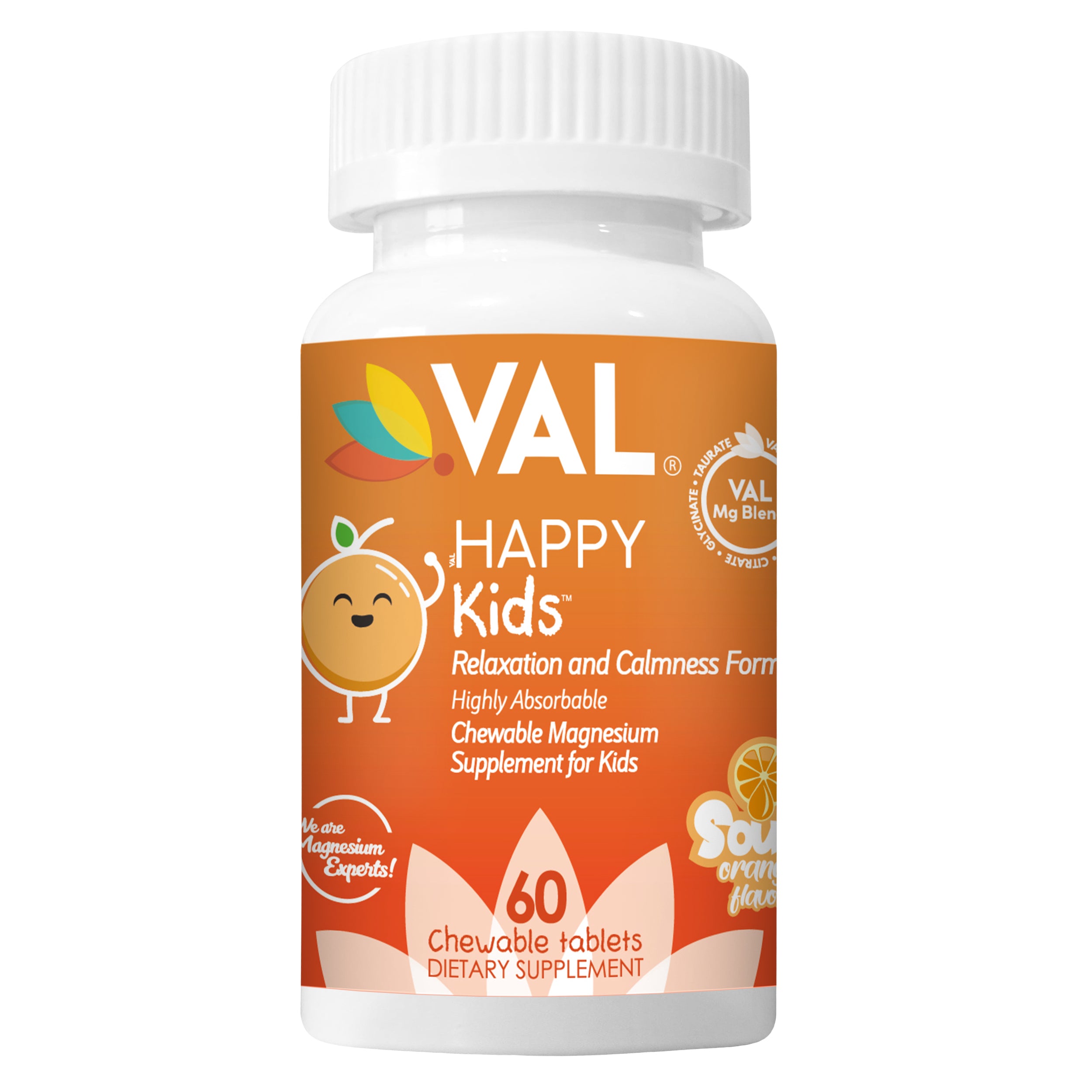 VAL Happy Kids Chewable Magnesium for Kids Relaxation and Calm Formula - 60 Chewable Tablets