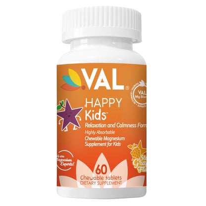 VAL Happy Kids Chewable Magnesium Supplement for Kids – Relaxation and Calm Formula | 60 Chewable Tablets