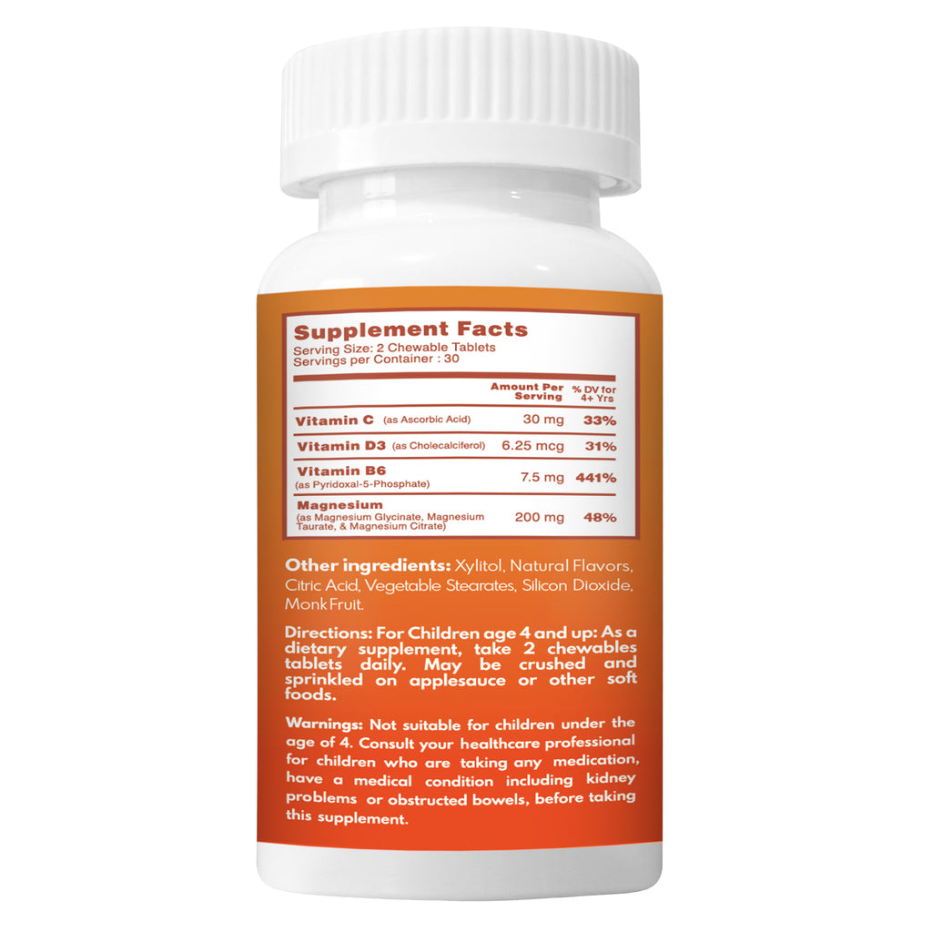 Calm, Focus & Relaxation Sugar-Free Chewable Magnesium for Kids | 60 Tablets | VAL Happy Kids | Yummy Cherry