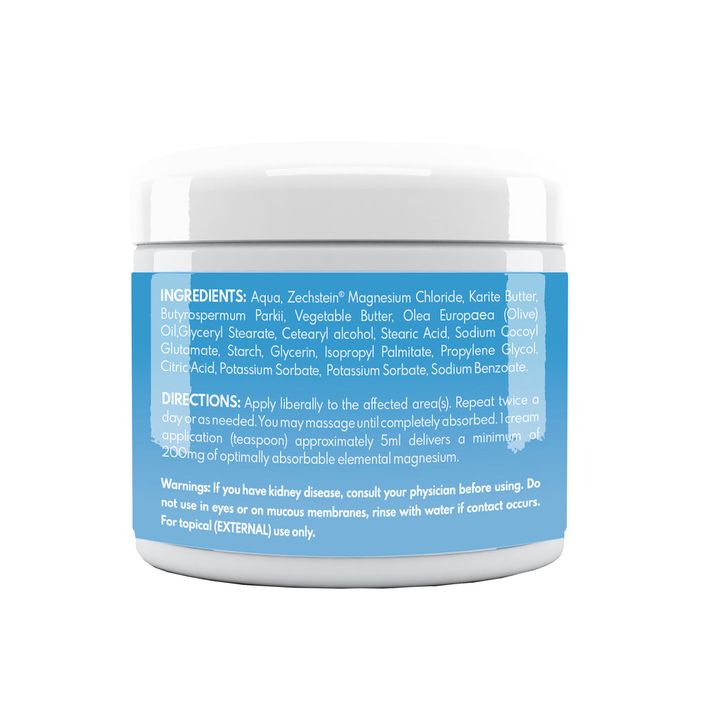 Muscle Cramp & Soreness Relief – Fast-Absorbing Zechstein Magnesium Nighttime Cream for Relaxation & Restful Sleep | Unscented | 4 oz