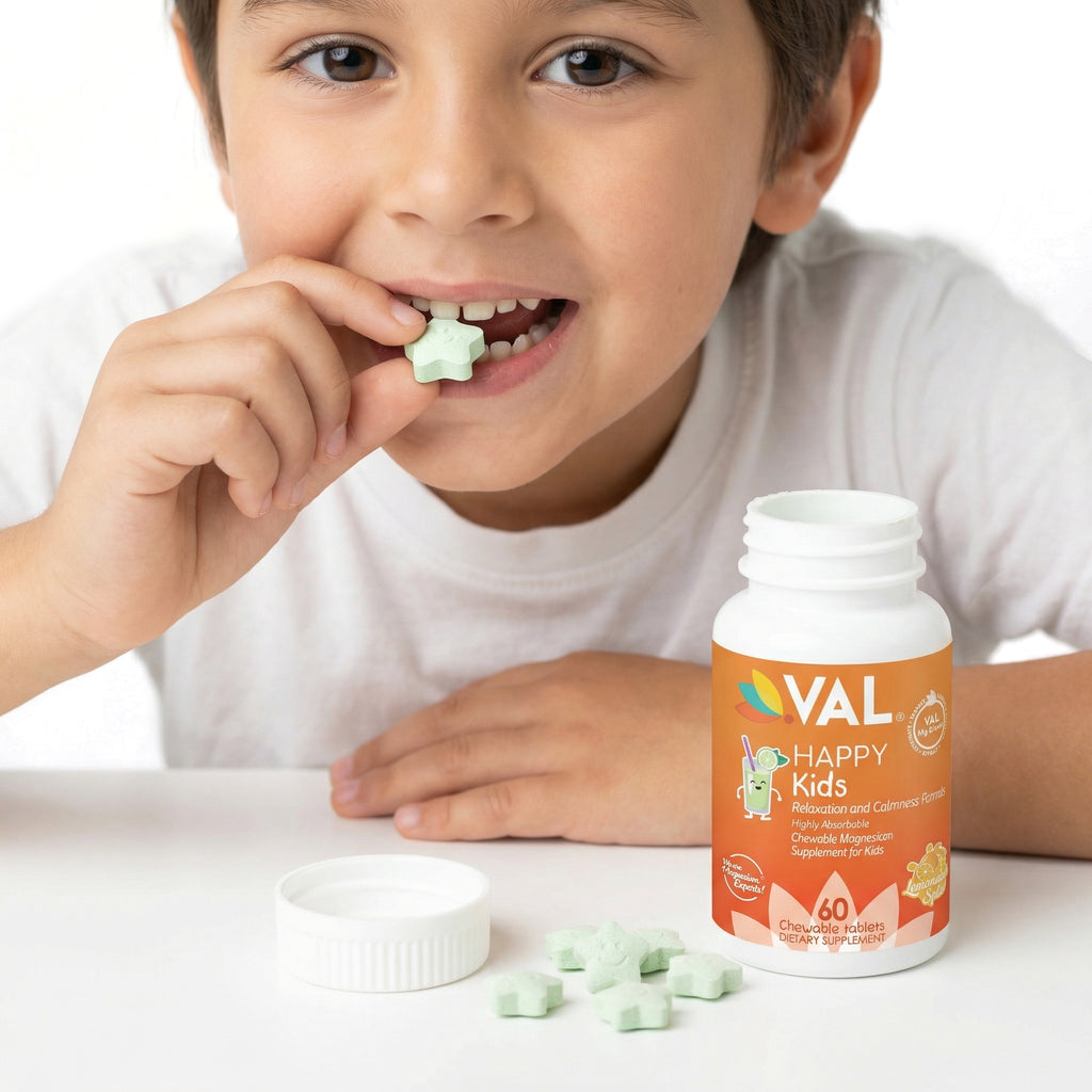 Calm, Focus & Relaxation Sugar-Free Chewable Magnesium for Kids | 60 Tablets | VAL Happy Kids | Lemonade