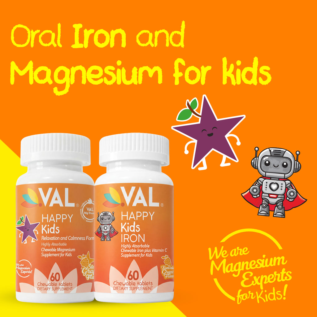 Kids Growth Support, Relaxation & Better Sleep| Magnesium & Iron Chewables  | VAL Happy Kids