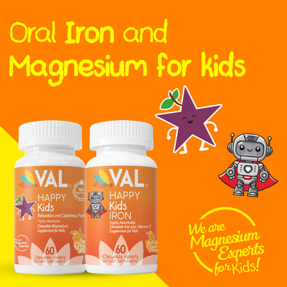 Kids Growth Support, Relaxation & Better Sleep| Magnesium & Iron Chewables  | VAL Happy Kids