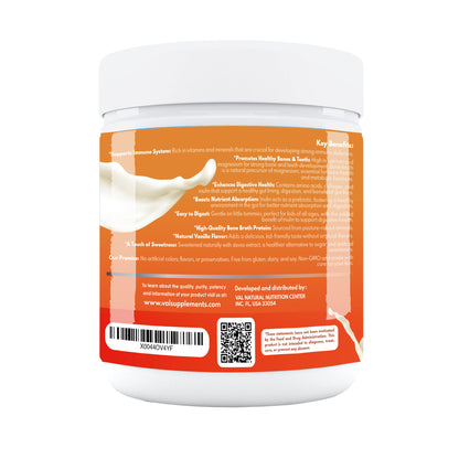 VAL Happy Kids VAL Bone Broth Powder Protein and Collagen Powerhouse: 11g of high-quality protein and 6g of collagen per serving. Enriched with 4g of inulin, Pea Protein, and MCT Oil, Supports Healthy Skin, Gut Health, Joint Supplement, 32 servings