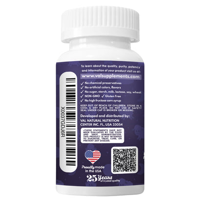 Peaceful Sleep & Bedtime Calm Sugar-Free Chewable – Magnesium + Melatonin, Vitamin B6 & C | 60 Tablets | VAL Happy Kids | Blueberry Yogurt