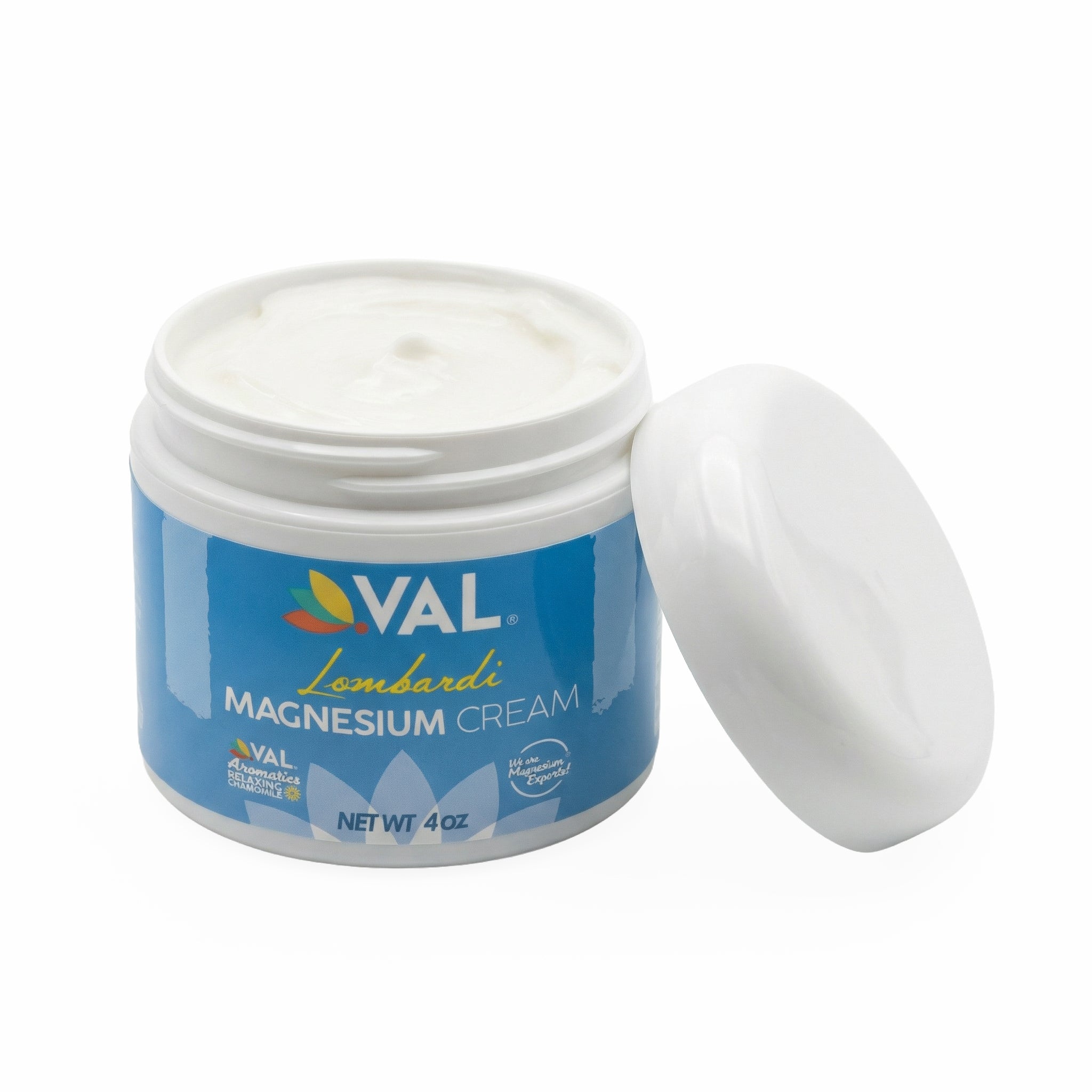 Transdermal Magnesium Cream with Relaxing Chamomile – Natural Pain Relief with Moisturizing Organic Shea Butter | 4oz | VAL Lombardi