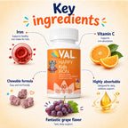 Iron Supplement for Kids Healthy Energy & Support Chewable – Sugar-Free | 60 Fun-Shaped Tablets