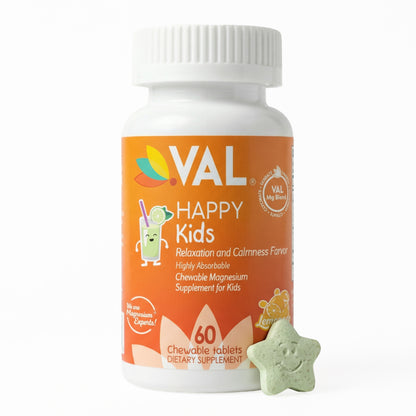 Calm, Focus & Relaxation Sugar-Free Chewable Magnesium for Kids | 60 Tablets | VAL Happy Kids | Lemonade