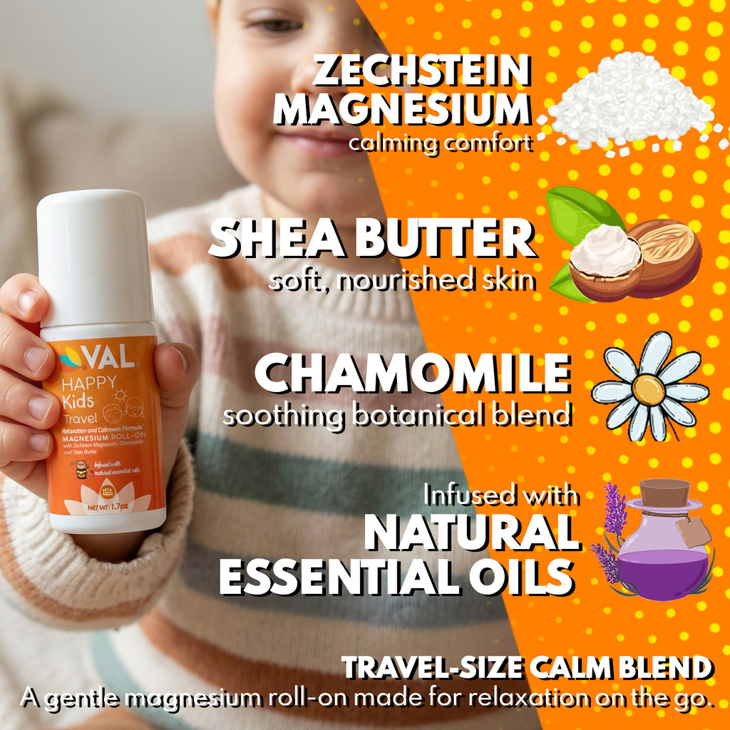 Travel Magnesium Roll-On, Relaxation & Calmness Formula for Kids, Zechstein® Magnesium with Chamomile & Shea Butter, Topical Roll-On, 1.7 oz