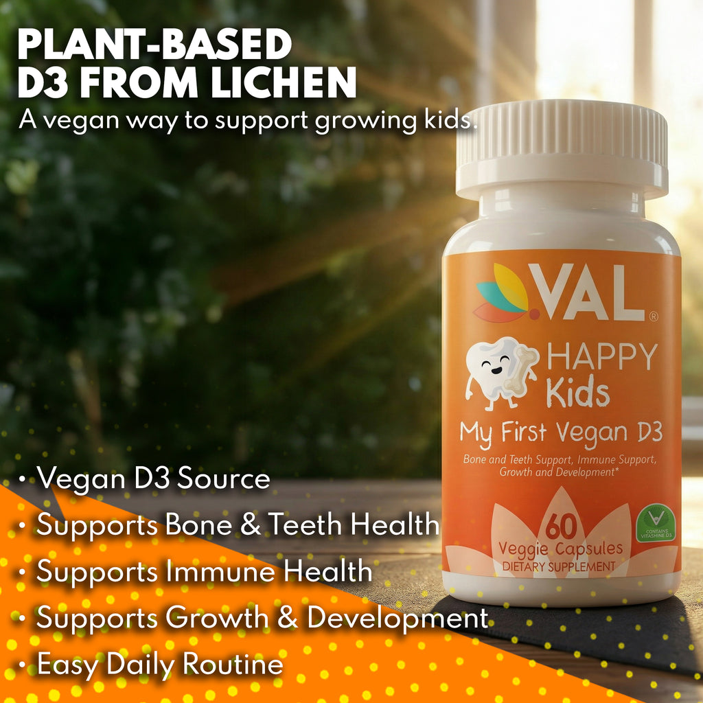 Vegan Vitamin D3 for Kids 1000 IU – Plant-Based Lichen Capsules for Bone, Teeth & Immune Support
