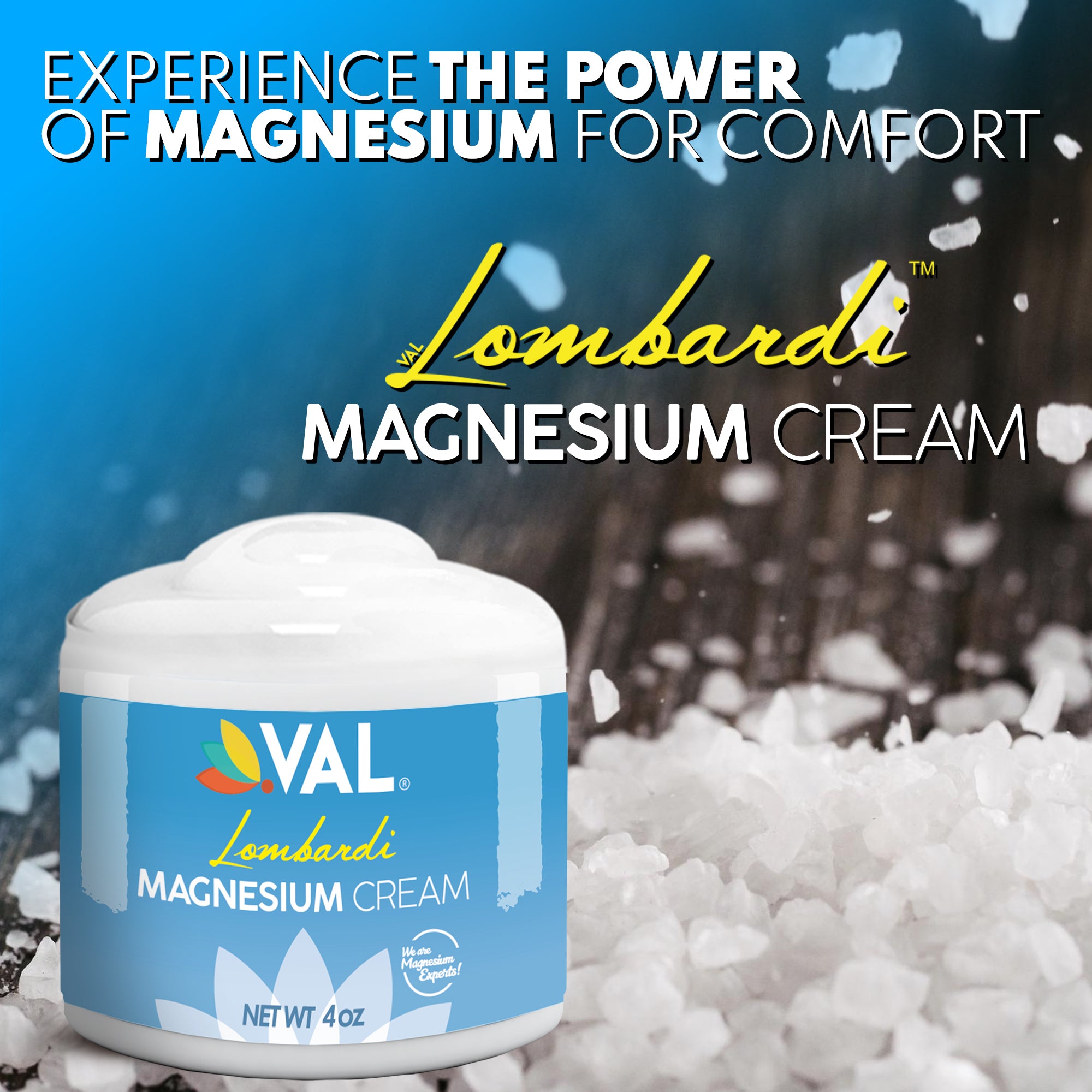 VAL Lombardi Transdermal Magnesium Cream - Natural Pain Relief with Moisturizing Organic Shea Butter - 4oz