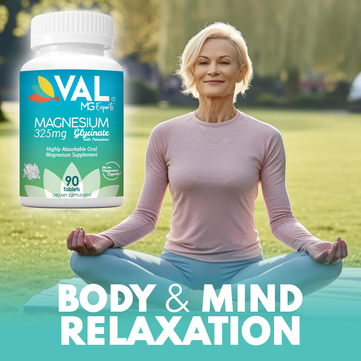 VAL Magnesium Glycinate 325 mg  -  Energy Support, Healthy Magnesium Levels - 90 Tablets